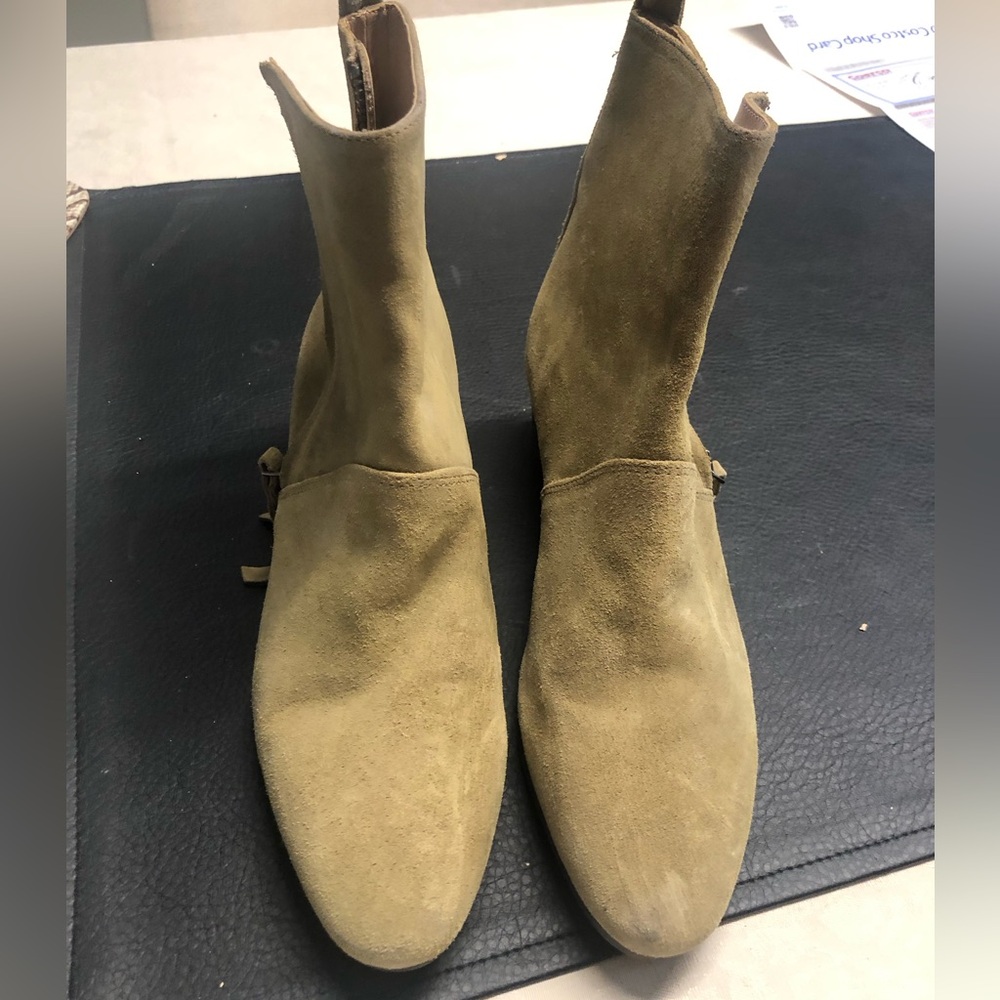 Banana Republic Suede Heeled Boots Olive Color